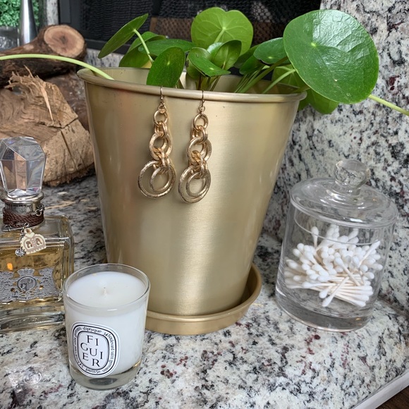 Gold Dangly Hoop Earrings - Picture 3 of 3